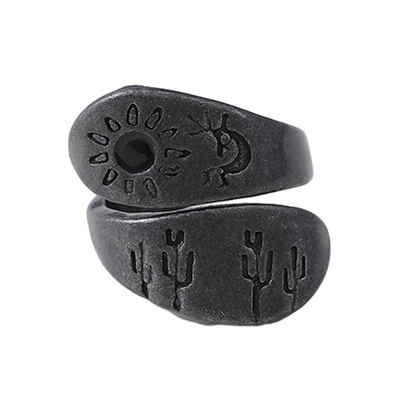 Wholesale Retro Sunflower Ring Zinc Alloy Electroplated Adjustable Open Ring For Boutique Resale