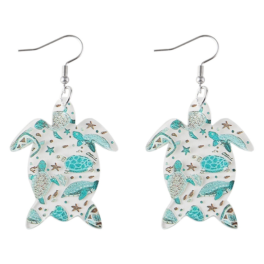 Wholesale Ocean Wind Blue Turtle Pendant Acrylic Earrings