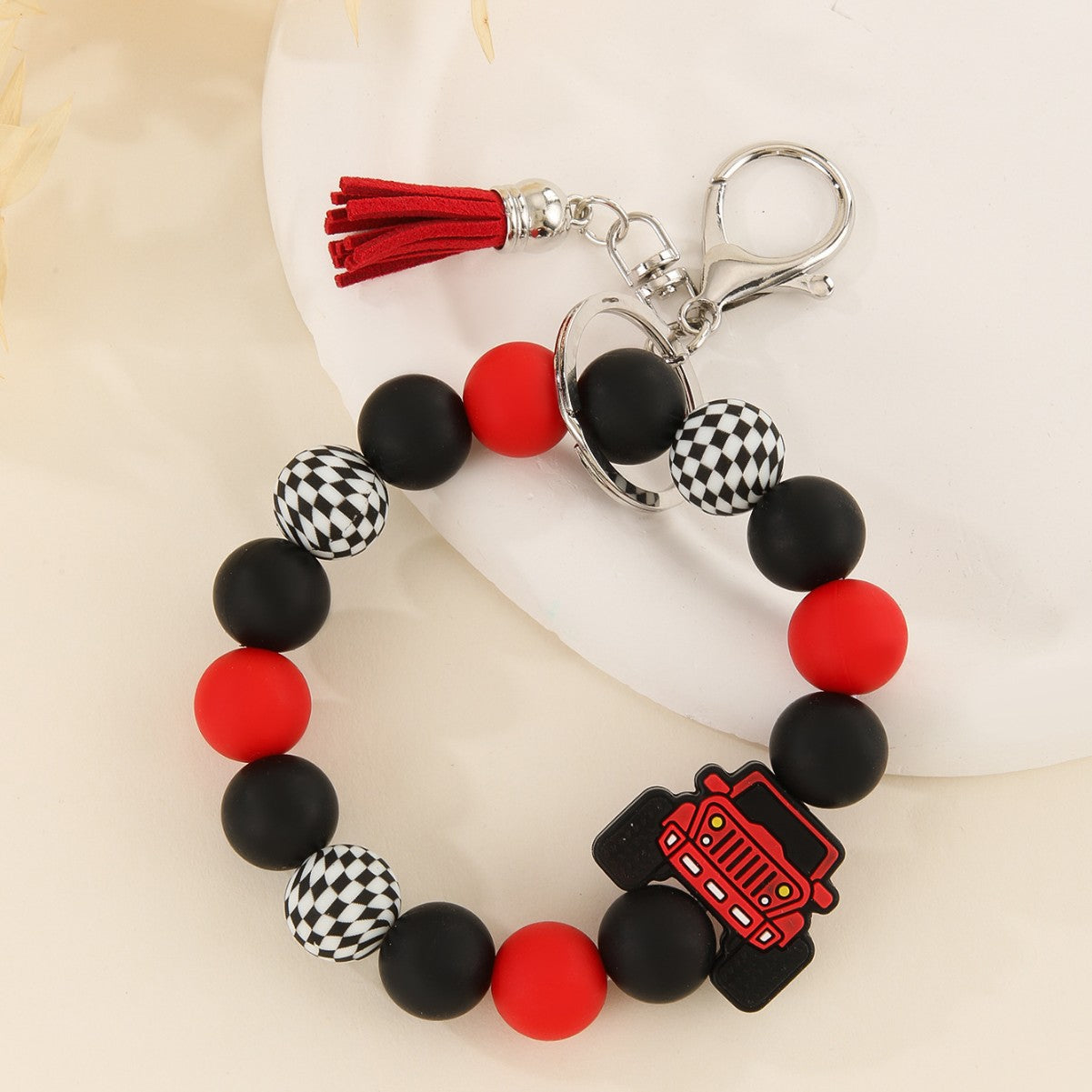 Wholesale Creative Car Silicone Handmade Beaded  Keychain
