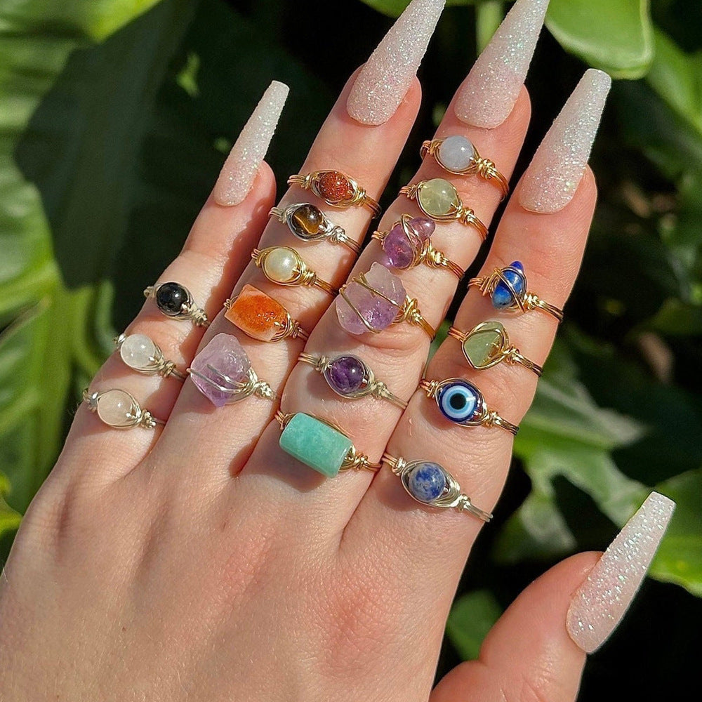 Wholesale Natural Stone Ring Light Luxury Elegant Niche Design Jewelry Accessory Gift