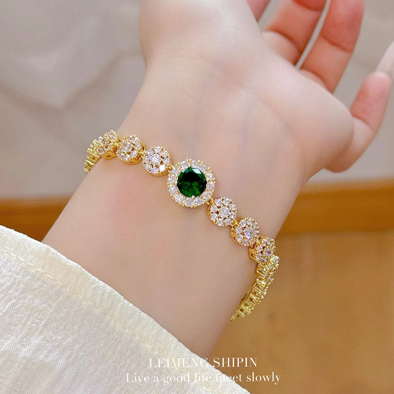 Wholesale Copper Micro-Inlaid Round Zircon Bracelet