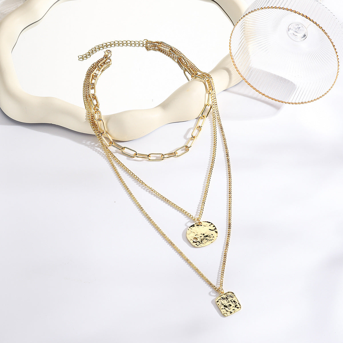 Wholesale  Long Multi-layer Necklace Simple Elegant Golden Necklace