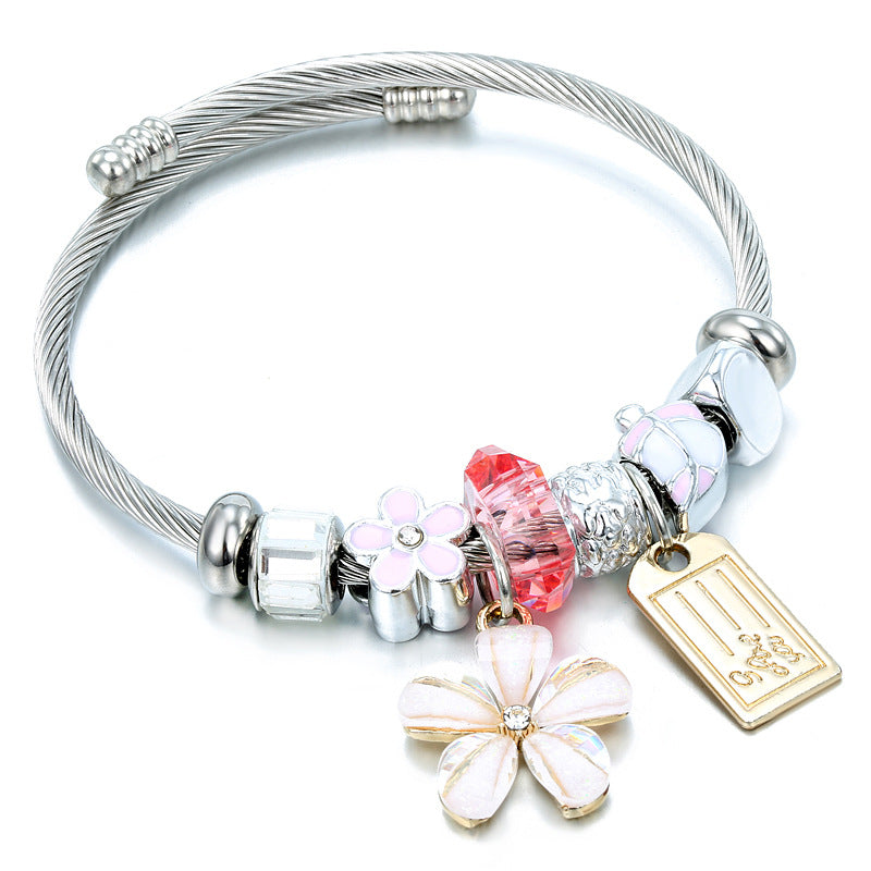 Wholesale Titanium Steel Starfish turtle bracelet blue crystal marine series