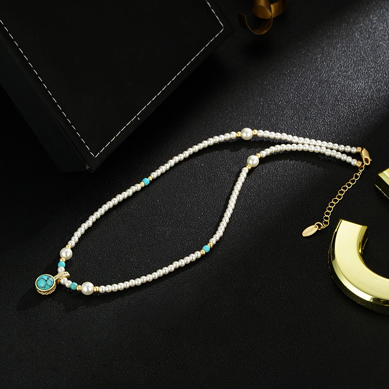 Wholesale Turquoise Pendant Pearl Luxury Necklace