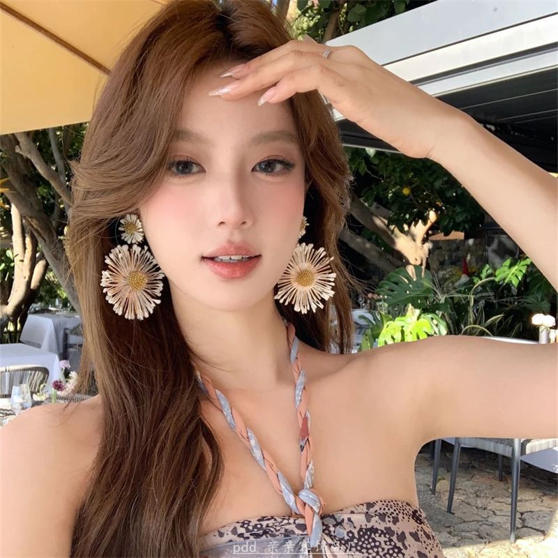 Wholesale  Sunflower Earrings Exaggerated  Earrings