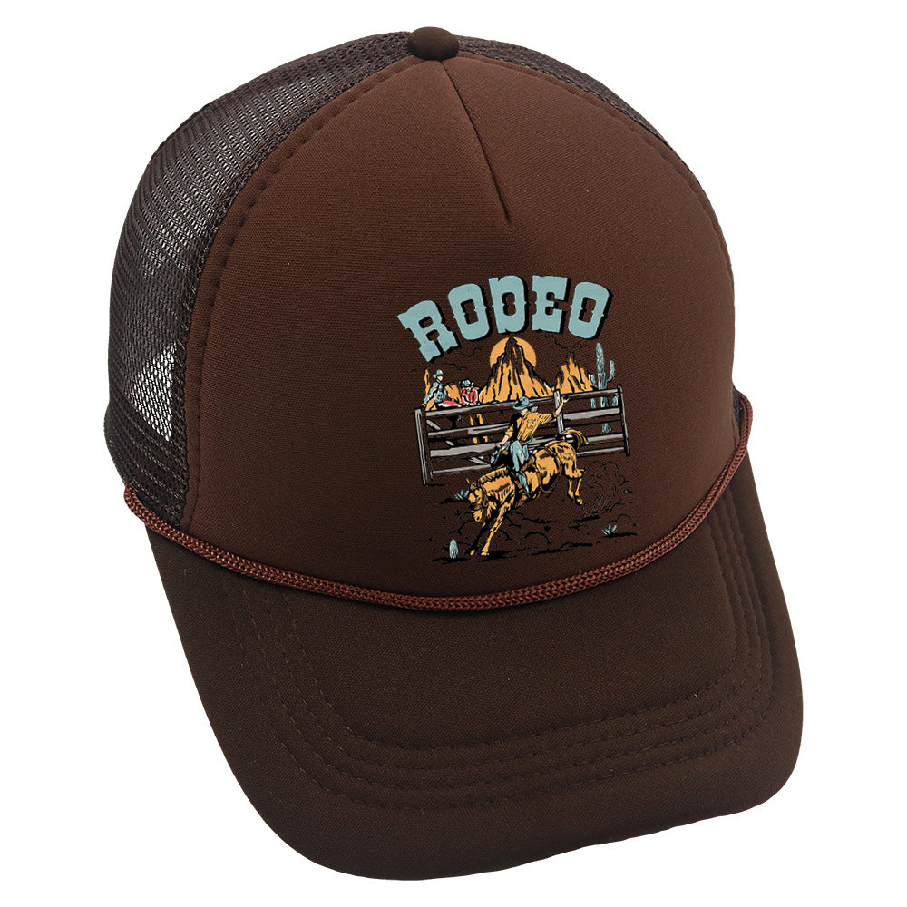 Wholesale Trucker Hat Cowboy Baseball Cap Casual Printed Sponge Mesh Hat ACC-HT-HaiPu016