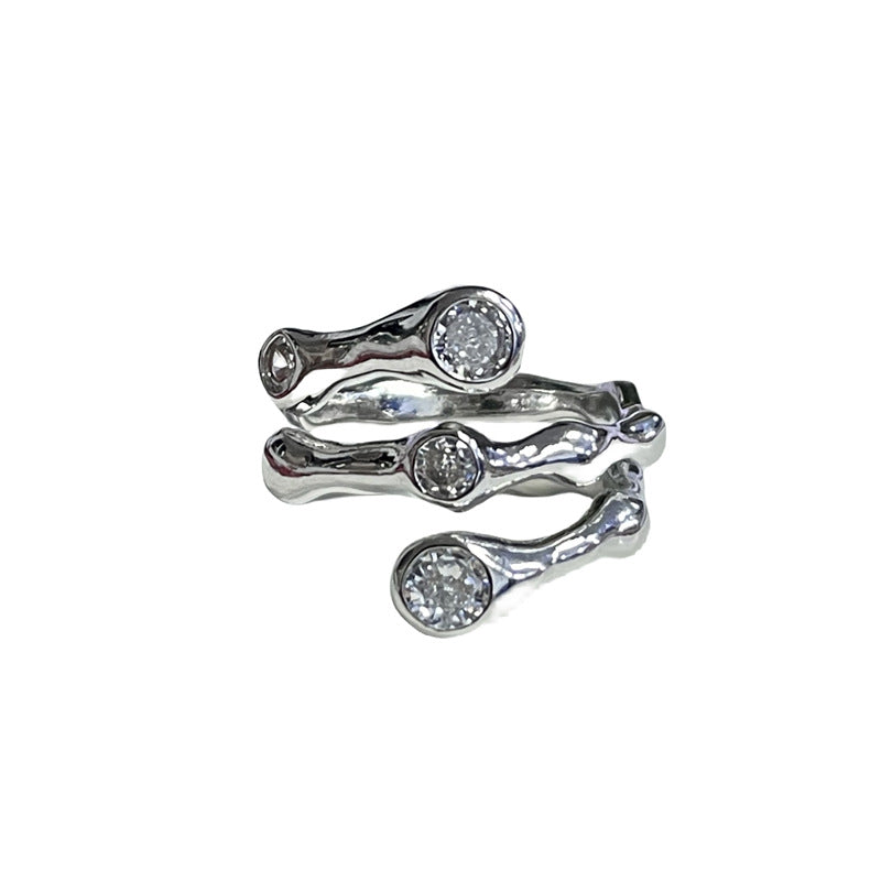 Wholesale Irregular special-shaped texture pleated open ring