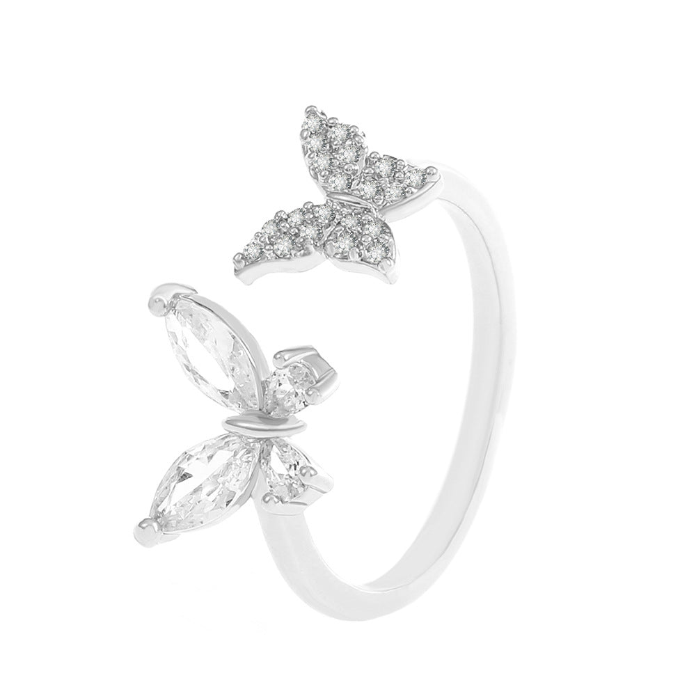 Wholesale Heart Shaped Rhinestone Adjustable Open Ring Chic Women S Fashion Jewelry Accessory For Party Gift