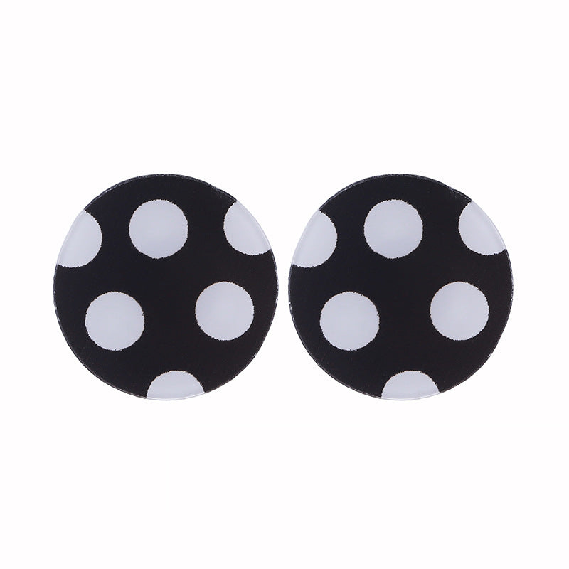 Wholesale Exaggerated Polka Dot Black and White Polka Dot Acrylic Earrings