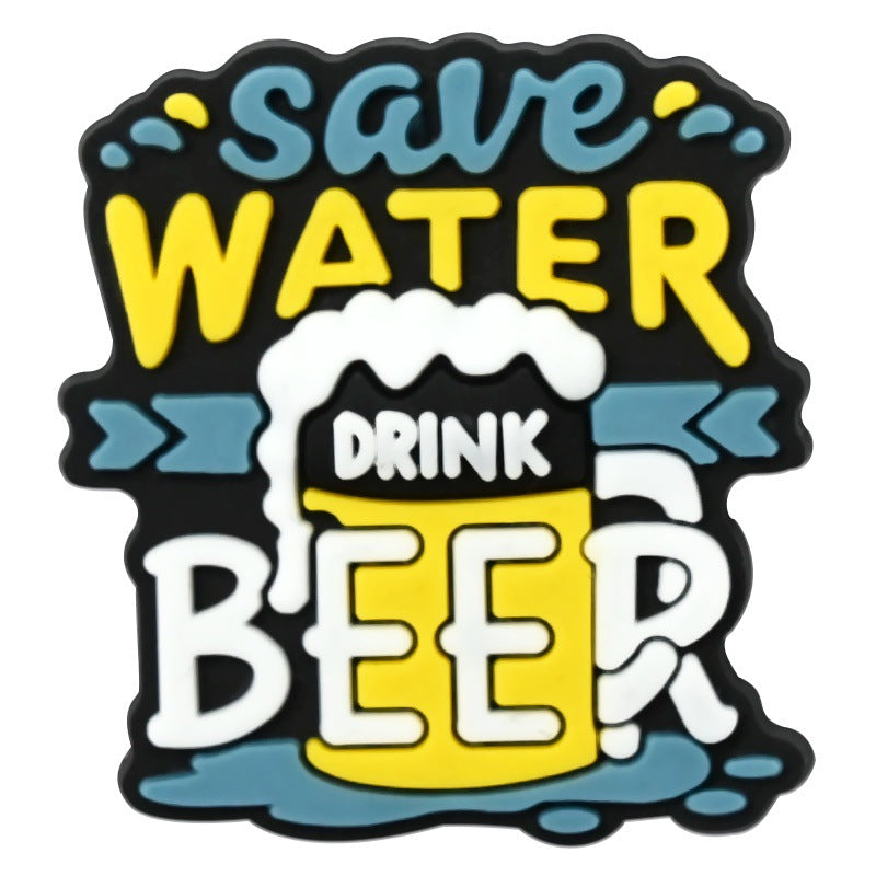 Wholesale  Random 100pcs e-commerce beer festival phrase series of clogs PVC Soft Rubber Shoe Buckle Decoration