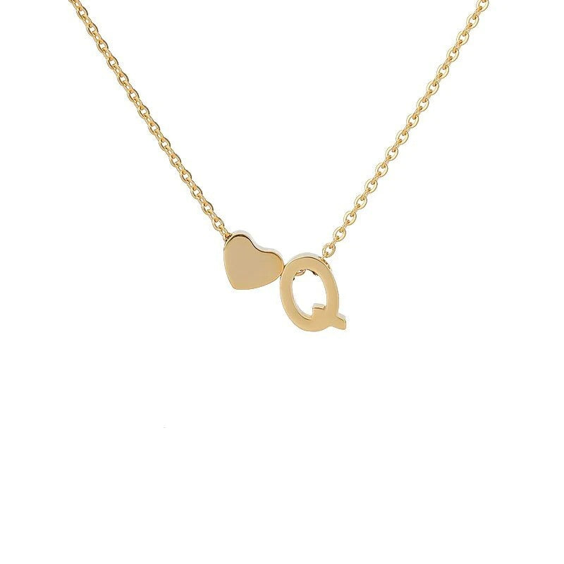 Wholesale Trendy Heart Letter Love Necklace Titanium Steel Gold Inlaid Fashion Jewelry Accessory
