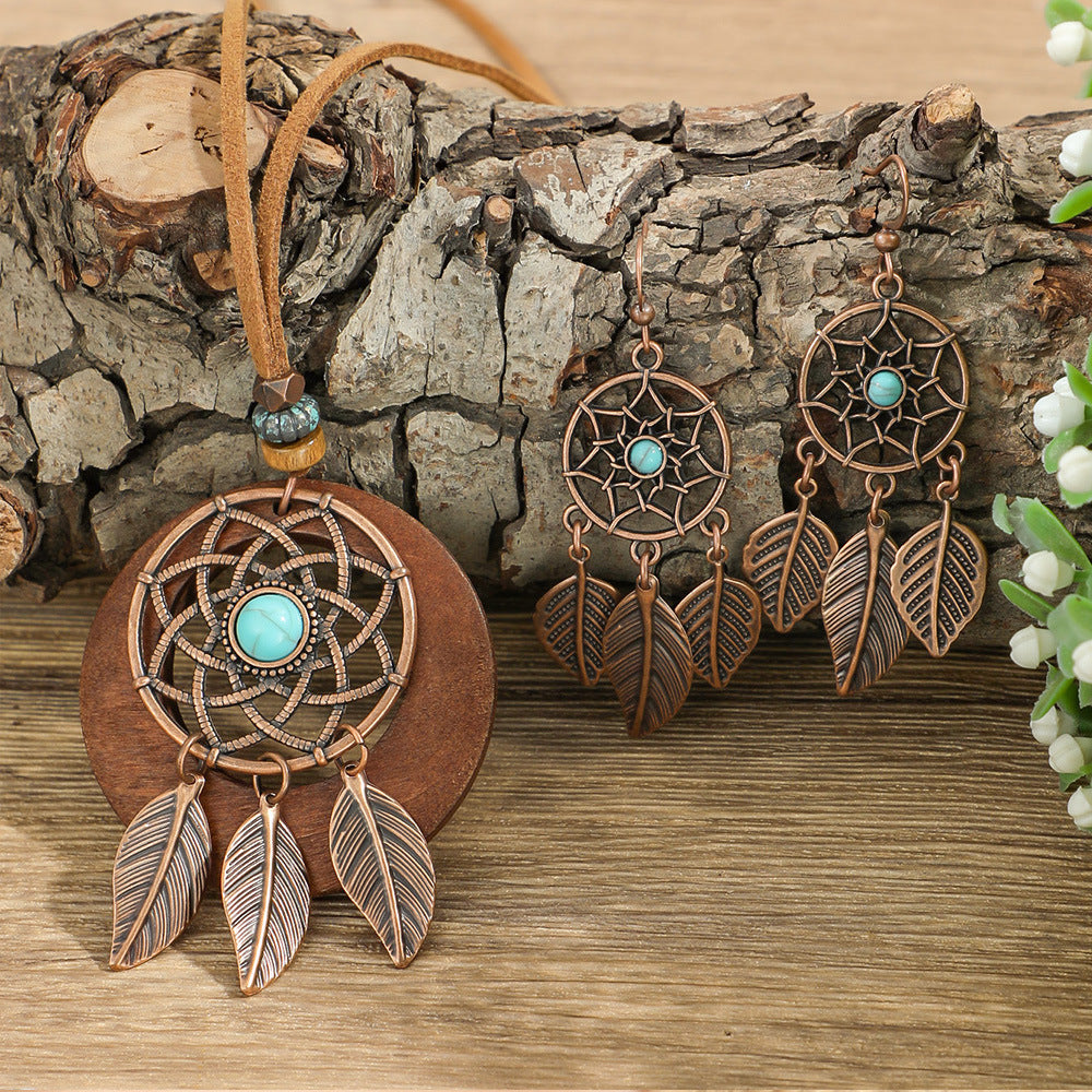 Wholesale Bohemian Retro Alloy Dream Catcher Pendant Necklace Fashion Accessory