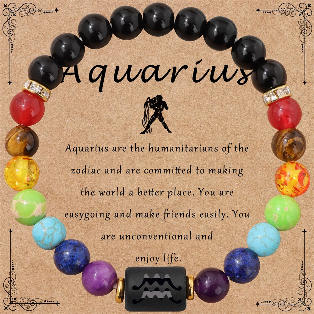 Wholesale 12 Zodiac Smooth Agate Stone Bracelet ACC-BT-YinYi003