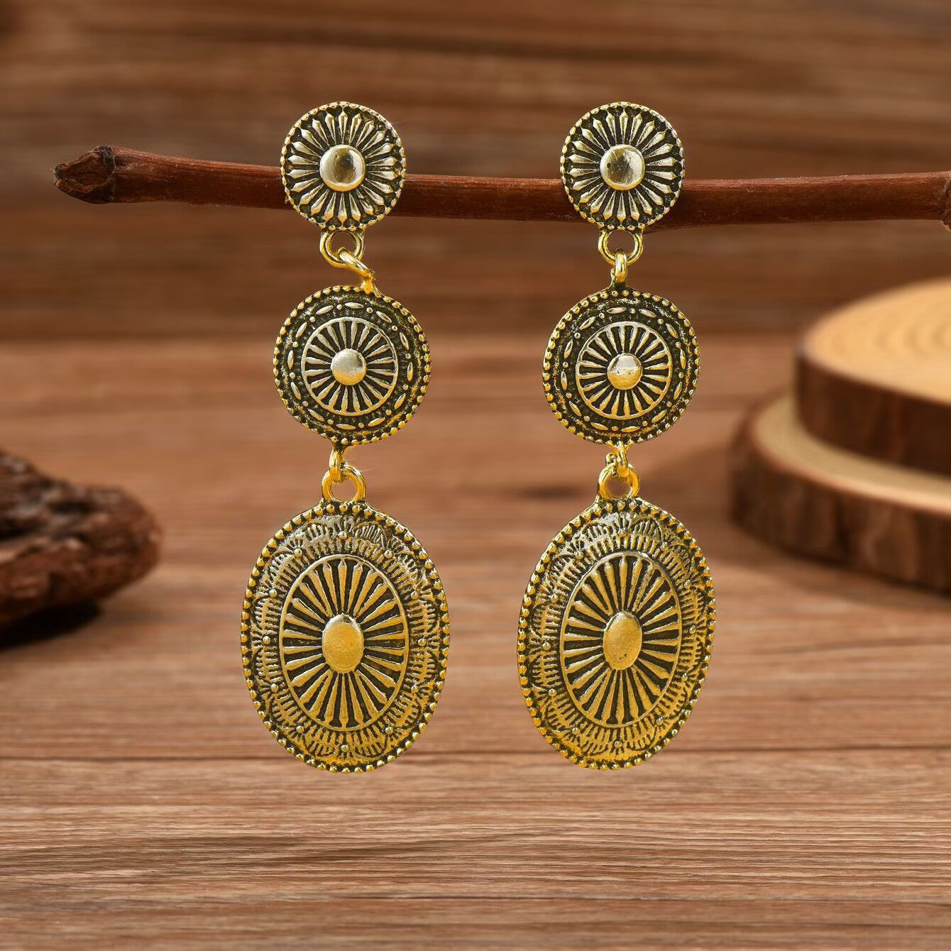 Wholesale Bohemian Tassel Drop Earrings,  Alloy Oval Design,  Trendy Everyday Wear for Women