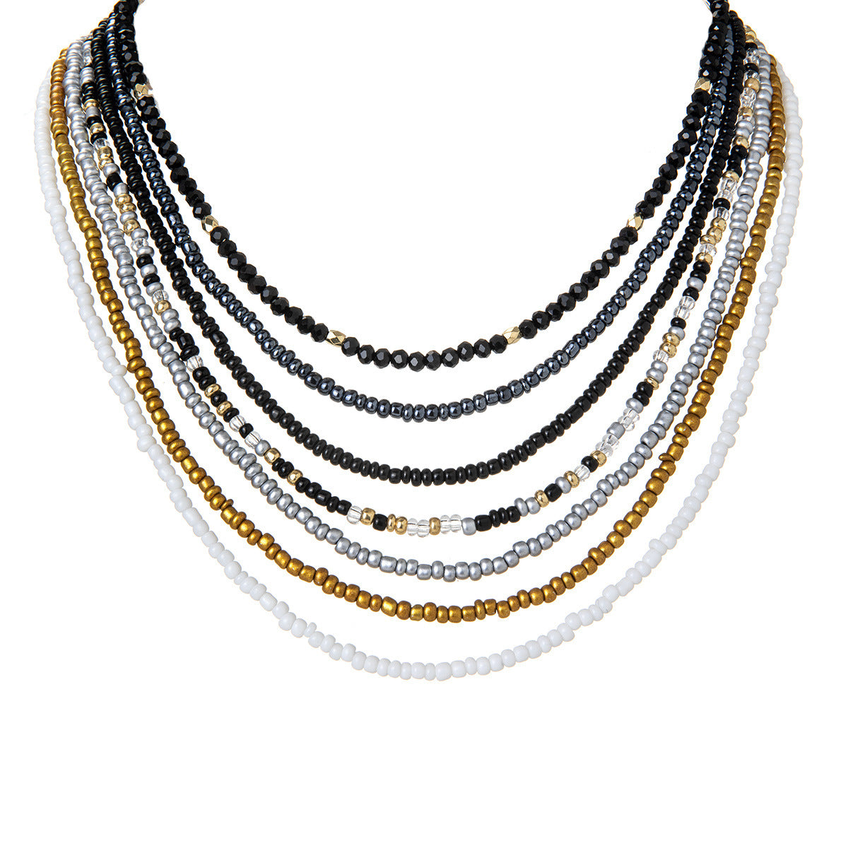 Wholesale Bohemian  clavicle chain color beads adjustable women's necklace