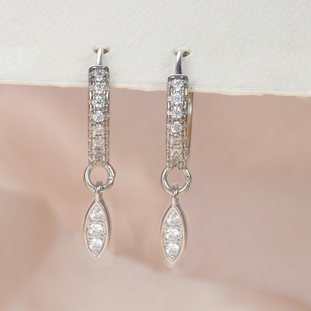 Wholesale Gold Plated Water Drop Cross Zircon Earrings Trendy Party Jewelry