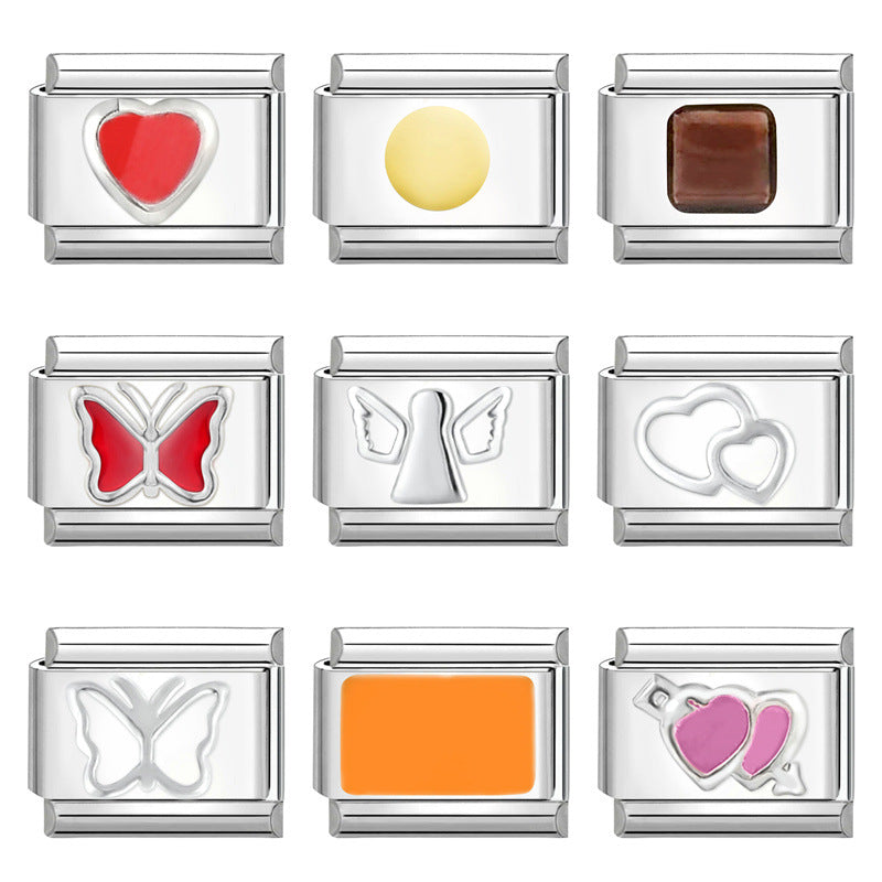 Wholesale Italian Charm Bracelet 9mm DIY Splicing Creative Pattern Titanium Steel Composable Bracelet