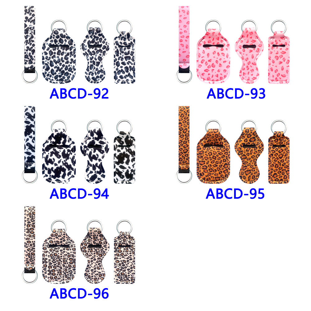 Wholesale Cow Print Leopard Print Lipstick Case Wrist Strap Keychain Set ACC-KC-XinY001
