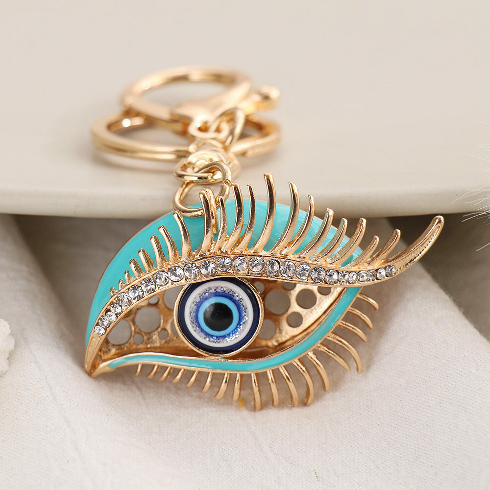 Wholesale  Creative Blue Eye Bag Hanging Ornaments Devil' s Eye Keychain Pendant Metal Trinkets