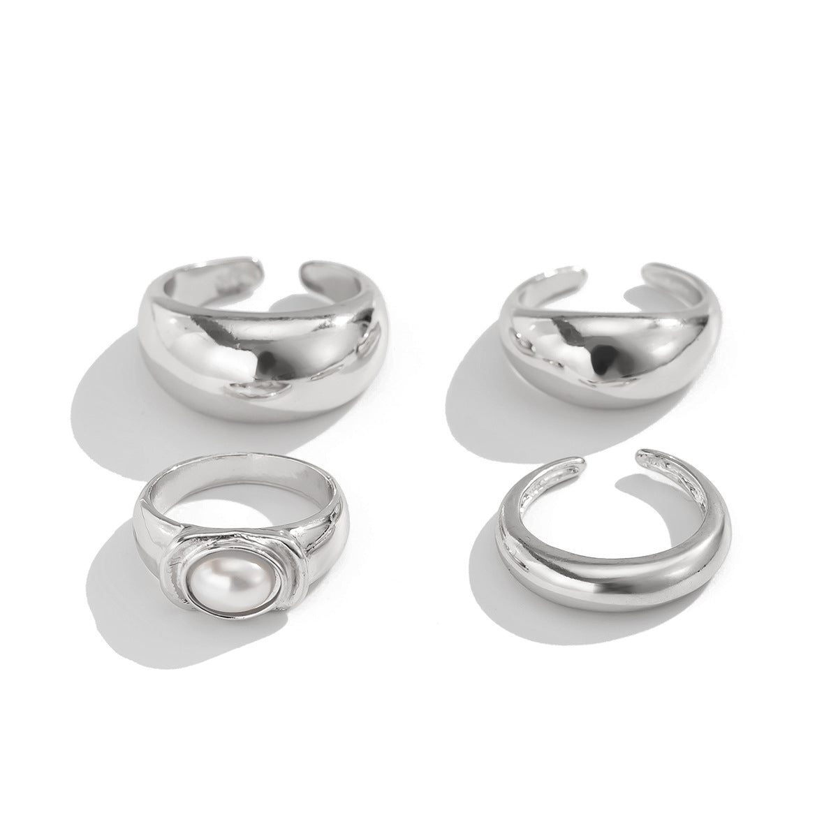 Wholesale Inlaid smooth irregular alloy ring set