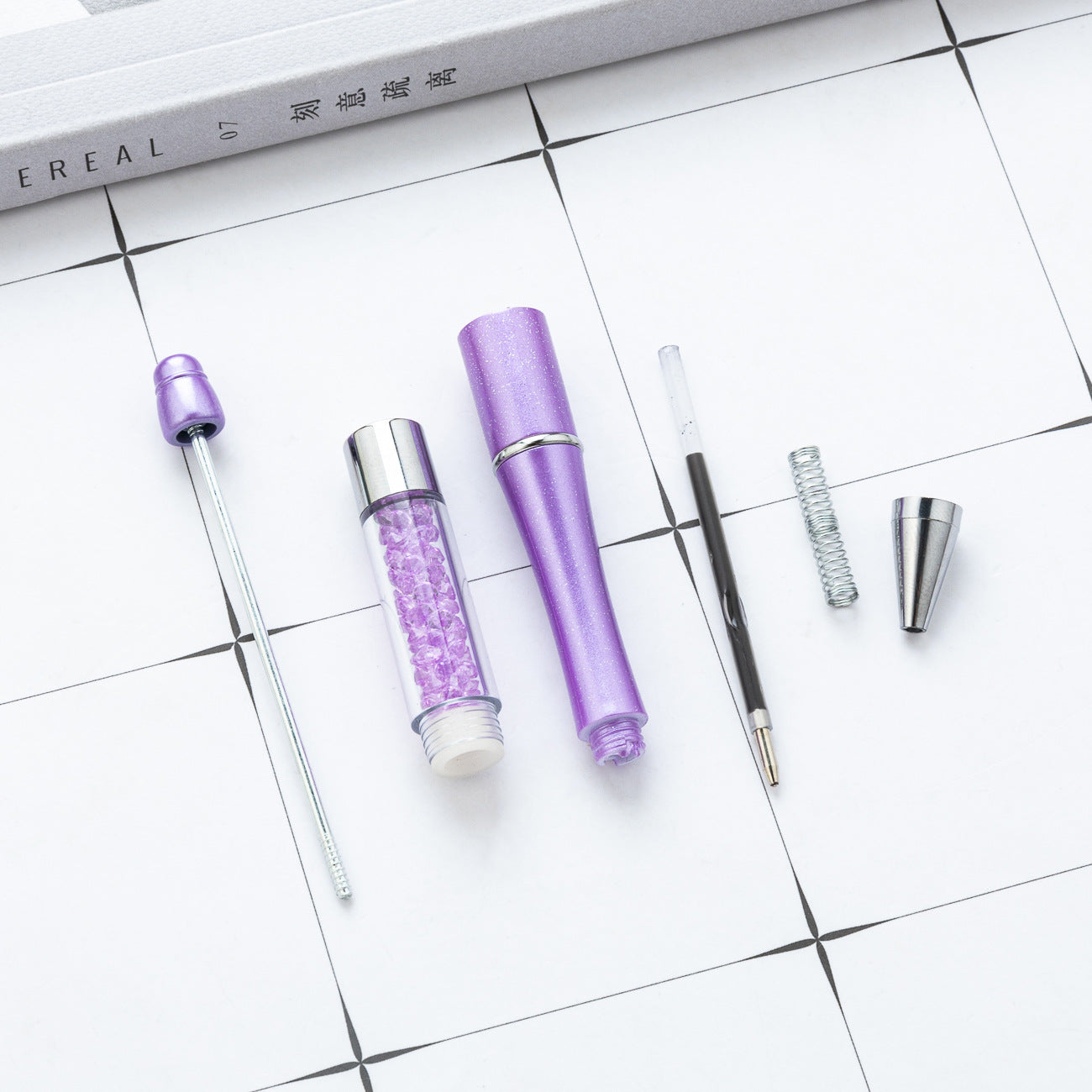 Wholesale DIY Crystal Beadable Pens Multi-Color Rotating Plastic Pen