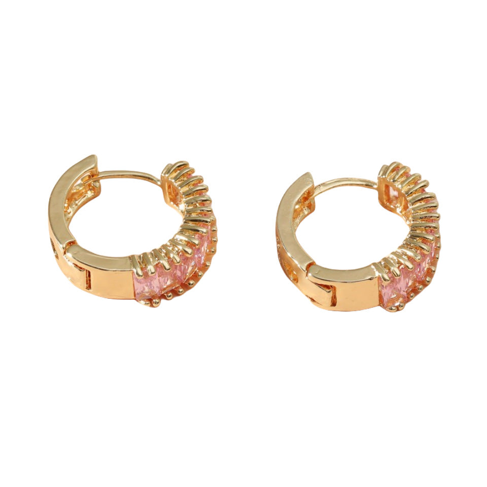 Wholesale Colorful Copper Inlaid Zircon Simple Banquet Party Earrings ACC-ES-JunJie007