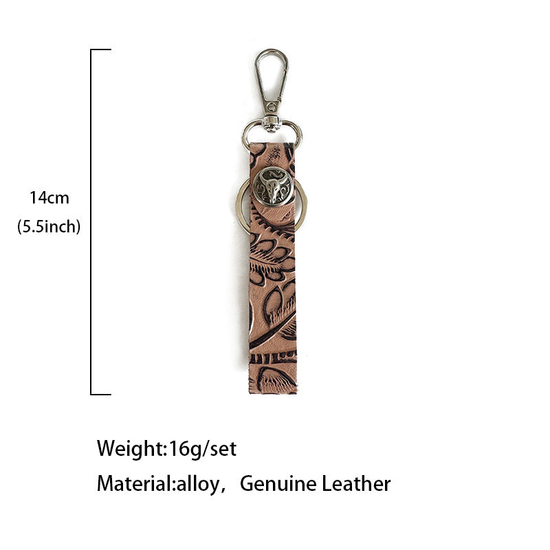 Wholesale Western leather embossed keychain