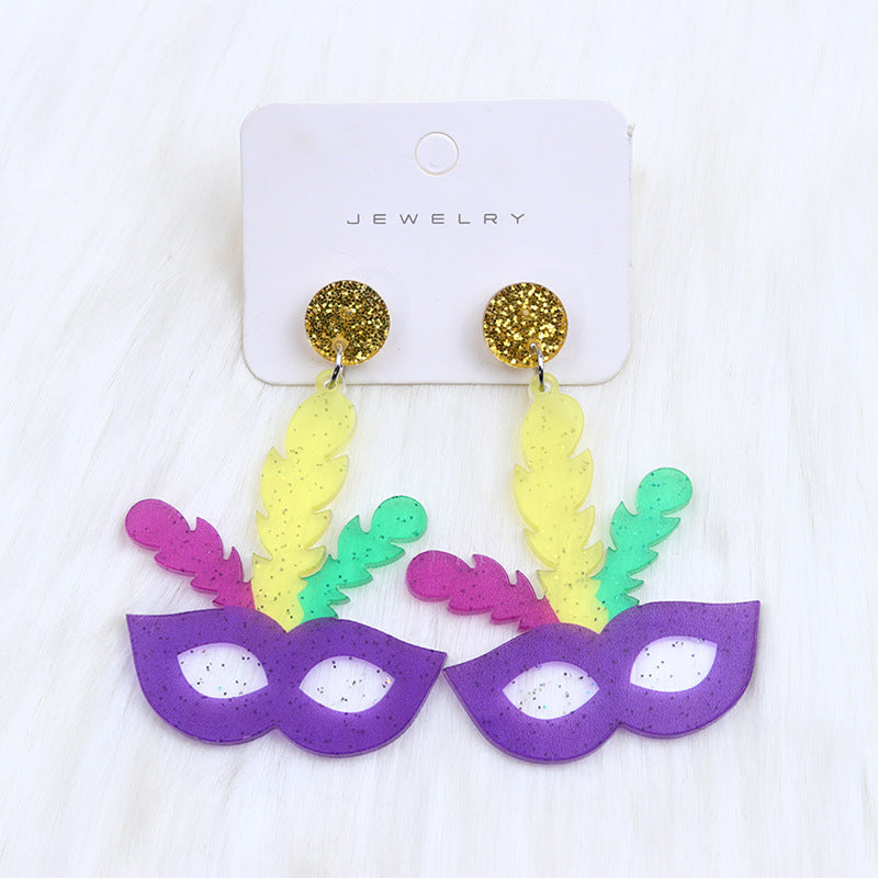 Wholesale Bohemian Mardi Gras Acrylic Earrings tassel Earrings