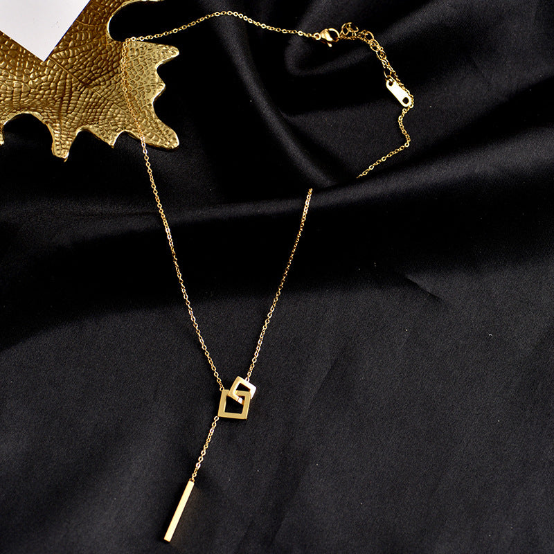 Wholesale titanium steel light luxury tassel clavicle chain