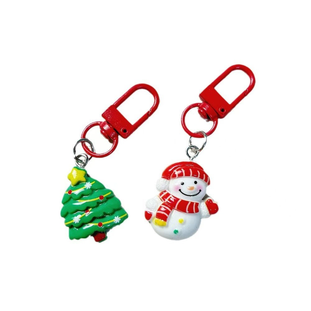 Wholesale Q Version Christmas Cartoon Keychain - Cute Moose Santa Snowman Funny Bag Charm Gift Fashion Accessory