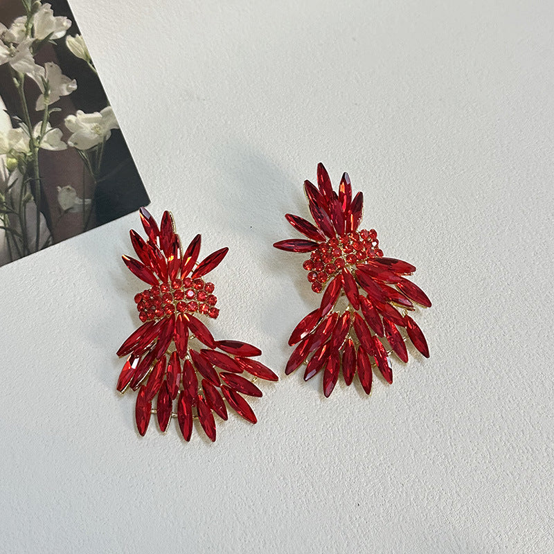 Wholesale  Full Diamond Wheat Ear Wings Earrings