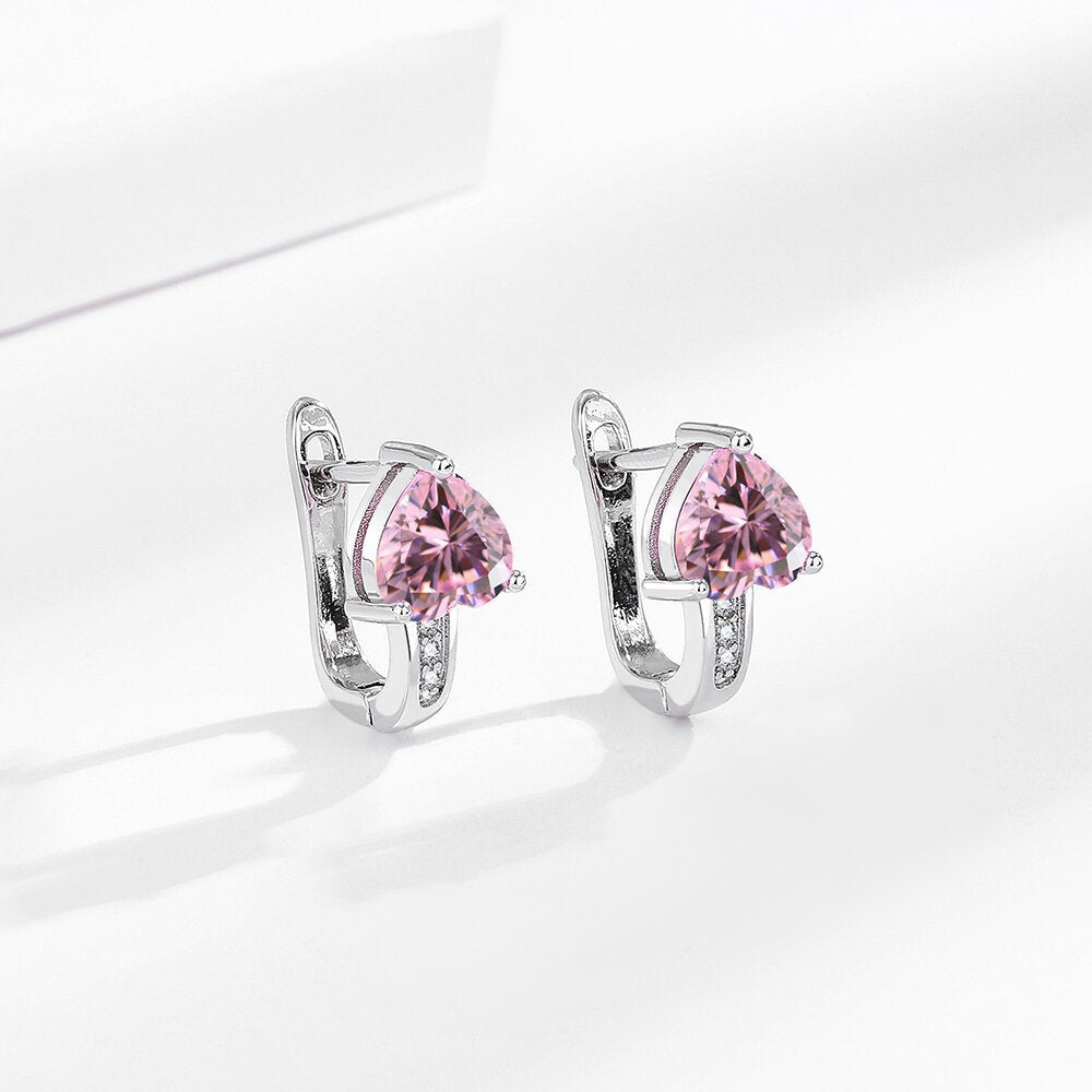 Wholesale heart shaped zircon British style earrings