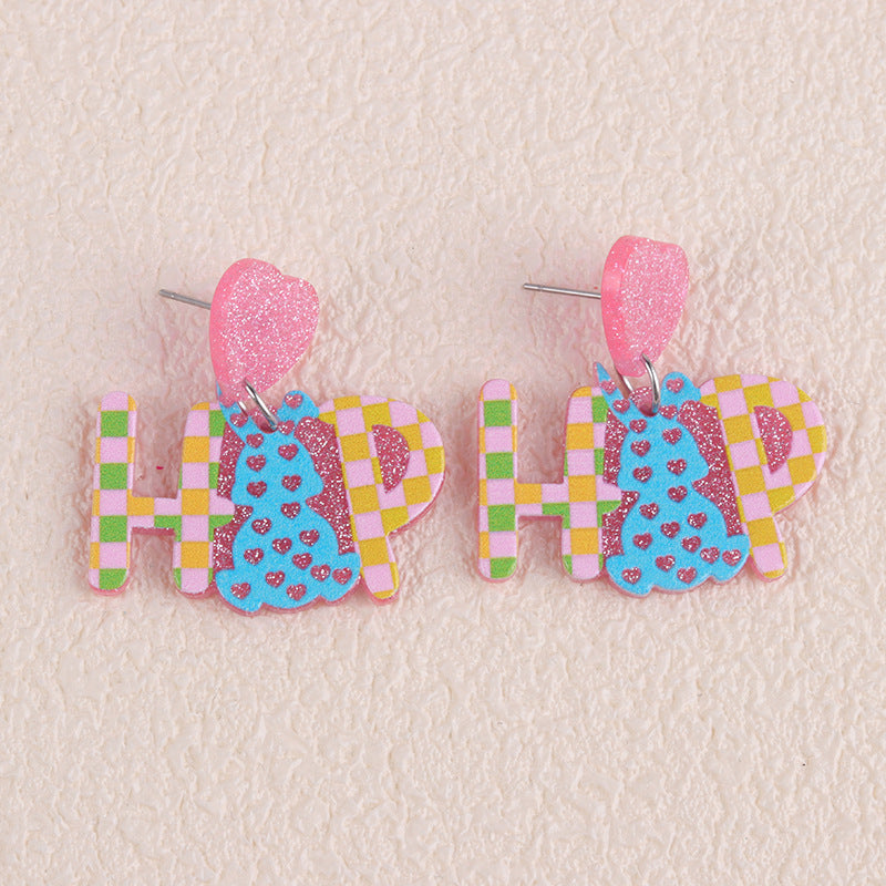Wholesale 2PCS Acrylic Easter Bunny Egg Earrings