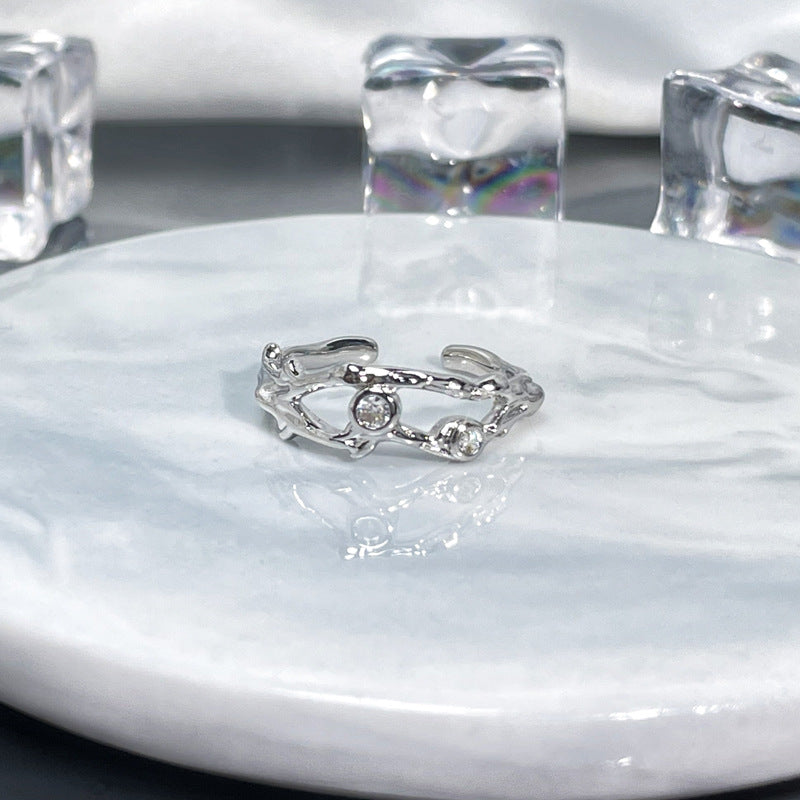 Wholesale Irregular special-shaped texture pleated open ring