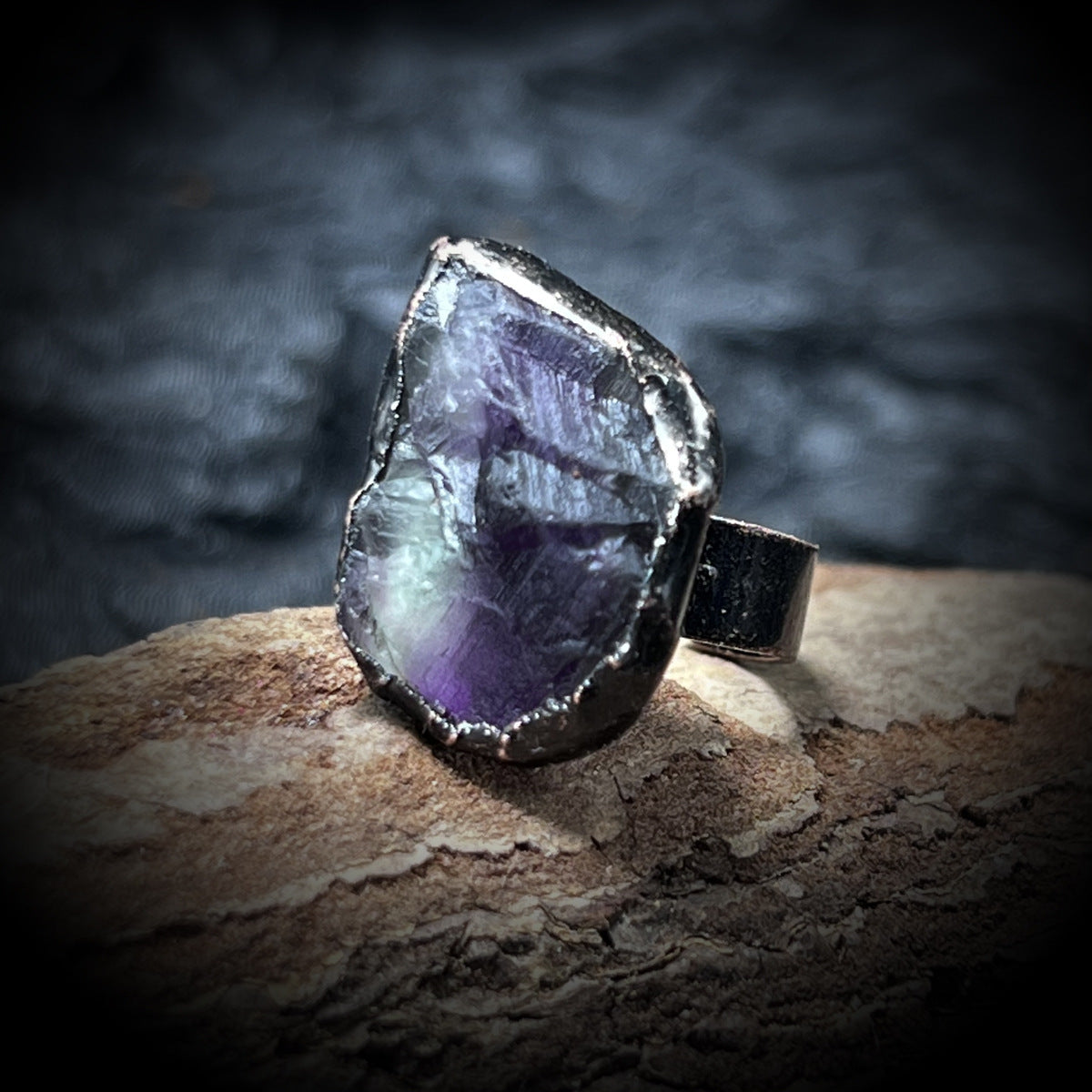 Wholesale Retro Style Natural Stone Opening Adjustable Rings