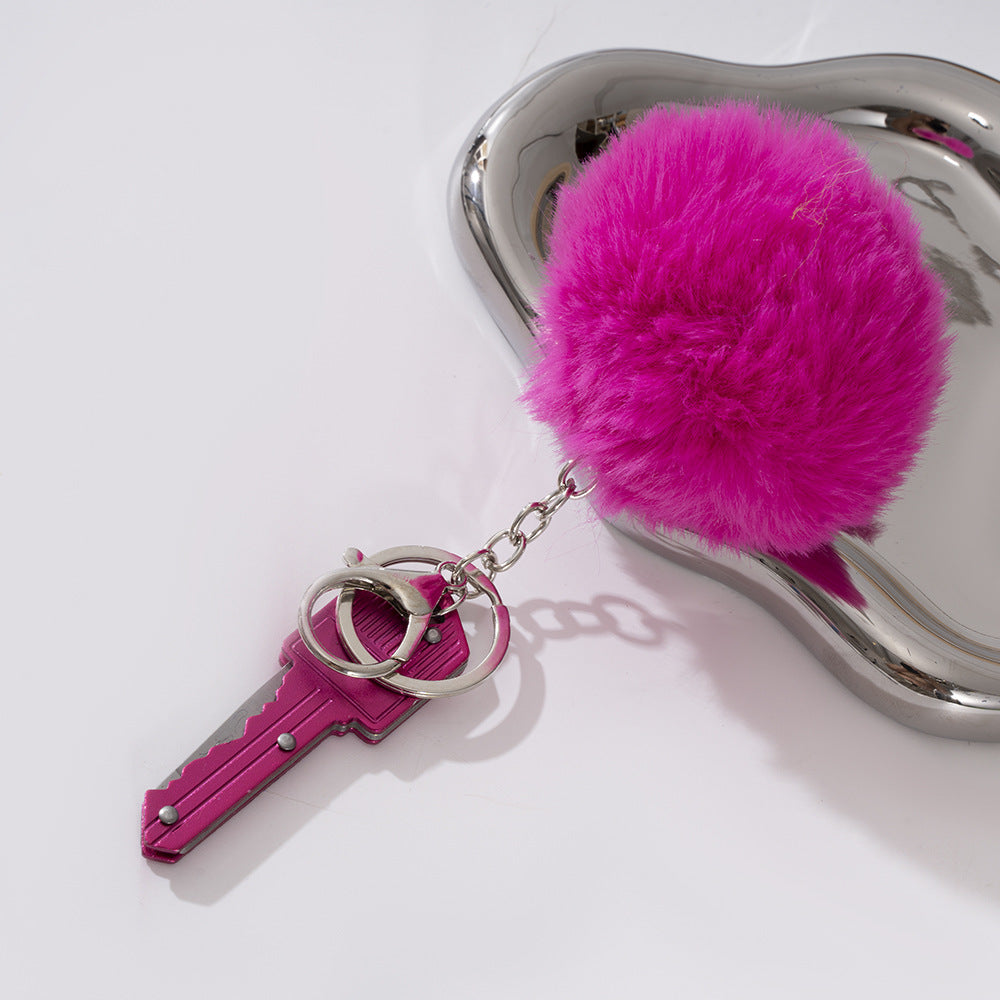 Wholesale Fur Ball Pom Pom Folding Keychain Keychains Accessories ACC-KC-ZhiYa036