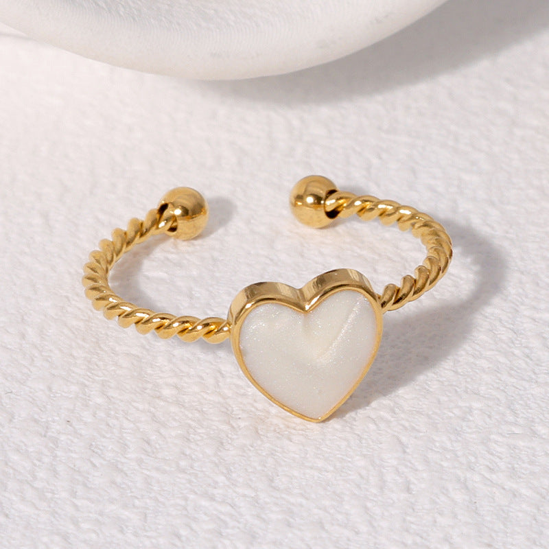 Wholesale Trendy Heart Shape Stainless Steel Ring Black Adjustable Fashion Accessory Gift For Boutique Resale