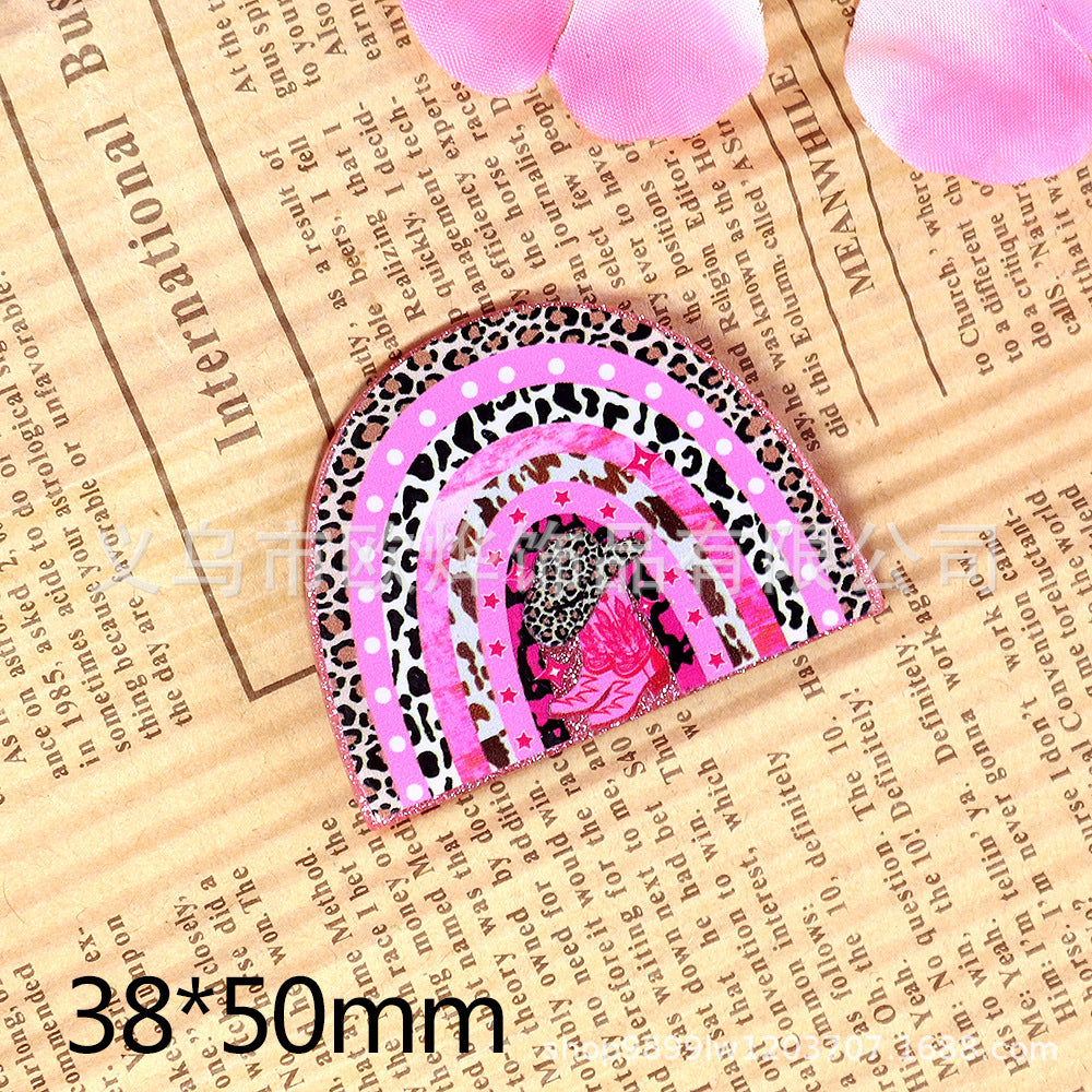 Wholesale 10pcs DIY Flatback Cartoon Rainbow Acrylic Flatback Badge Scroll Retractable Keychain DIY Accessories ACC-FK-OuYe010