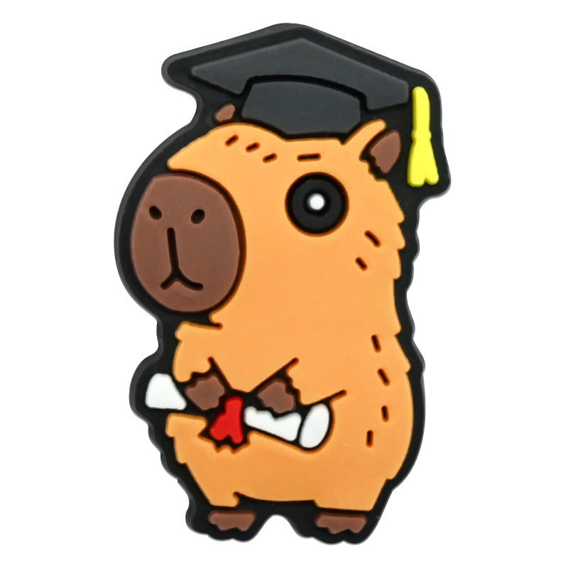 Wholesale   Random 100pcs Cute capybara PVC Soft Rubber Shoe Buckle Decoration