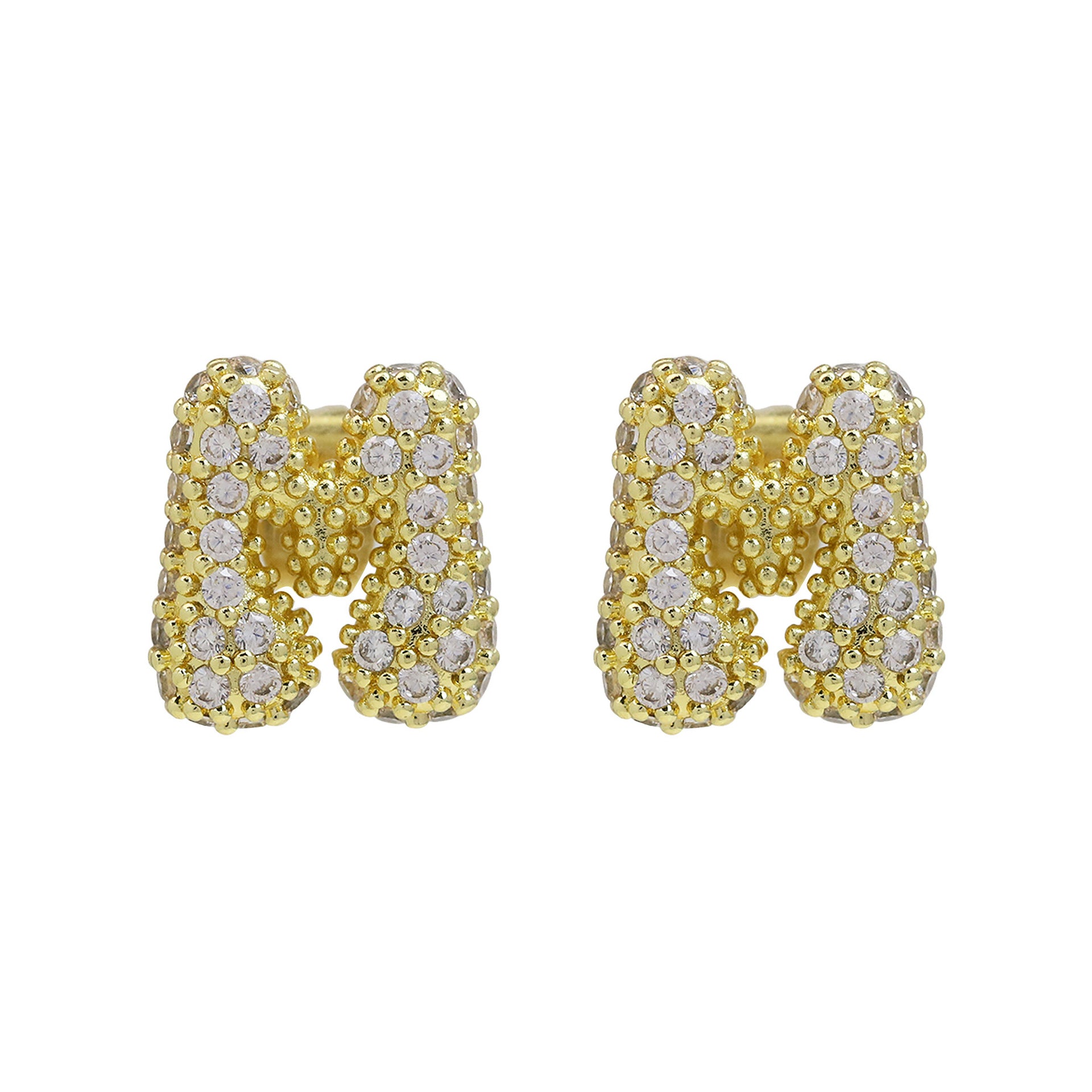 Wholesale 18k Brass Balloon Bubble Zircon small size 26 English Cute Letter Earrings