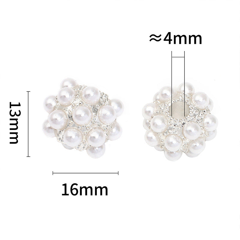 Wholesale 50pcs/ pack Silver White Imitation Pearl Alloy Large Hole Beads