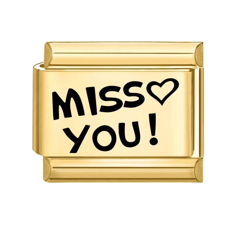 Wholesale Number &  Letter Italian Charms DIY square Single Section Creative Stainless Steel Composable Bracelet