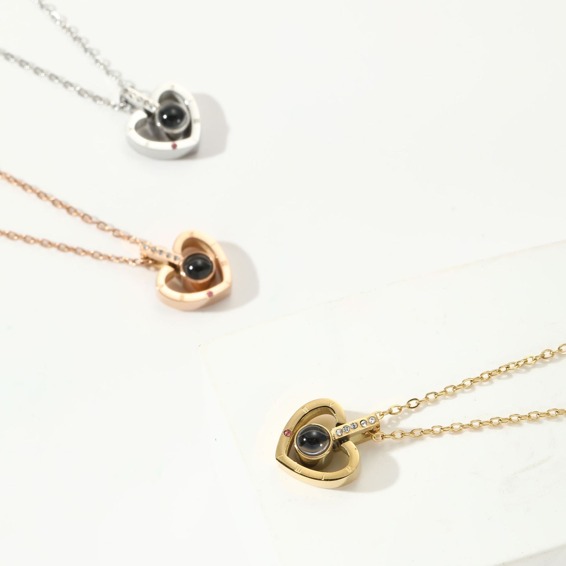 Wholesale 100 languages I love you memory projection titanium steel necklace