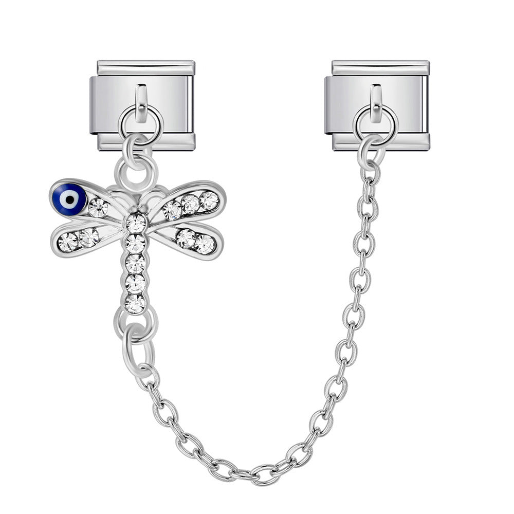 Wholesale  Italian Charm Bracelet 9mm DIY Devil' s Eye Hook Creative Stainless Steel Composable Bracelet