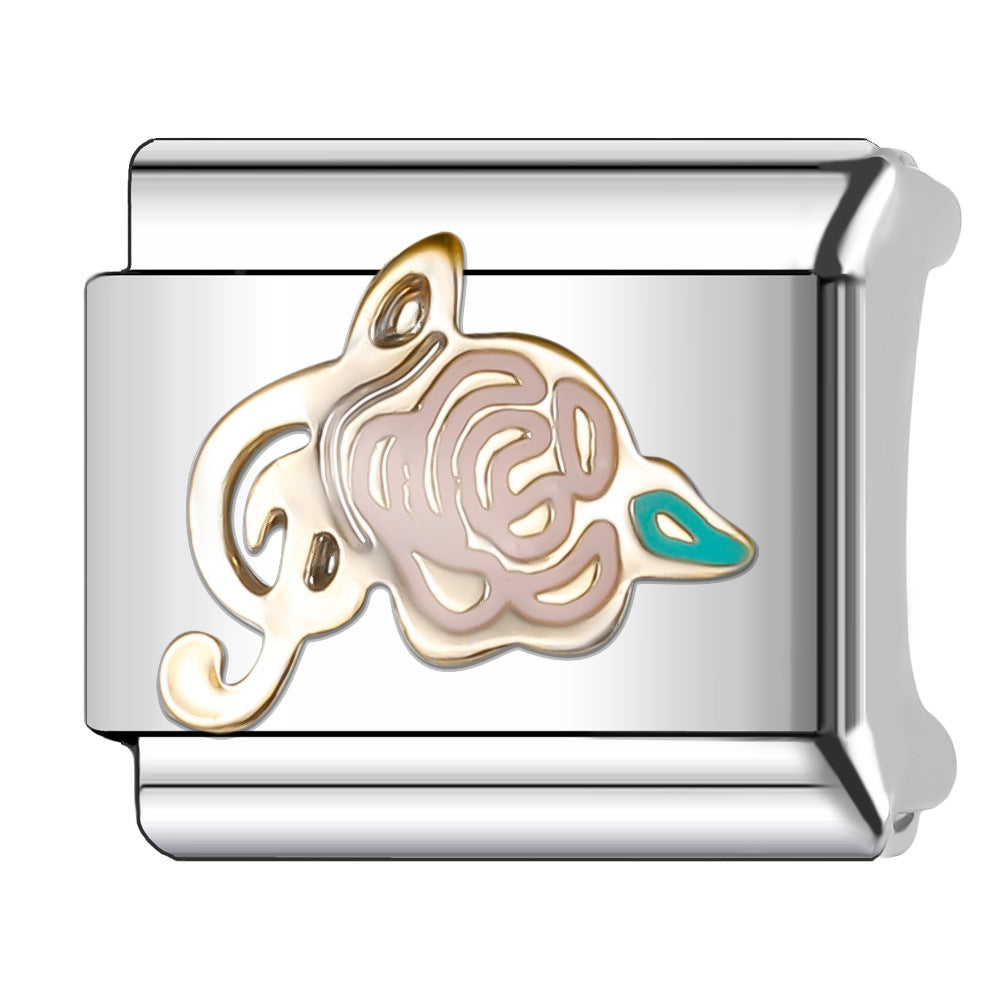 Wholesale Italian Charm Bracelet 9mm DIY Splicing Flower Series Stainless Steel Composable Bracelet