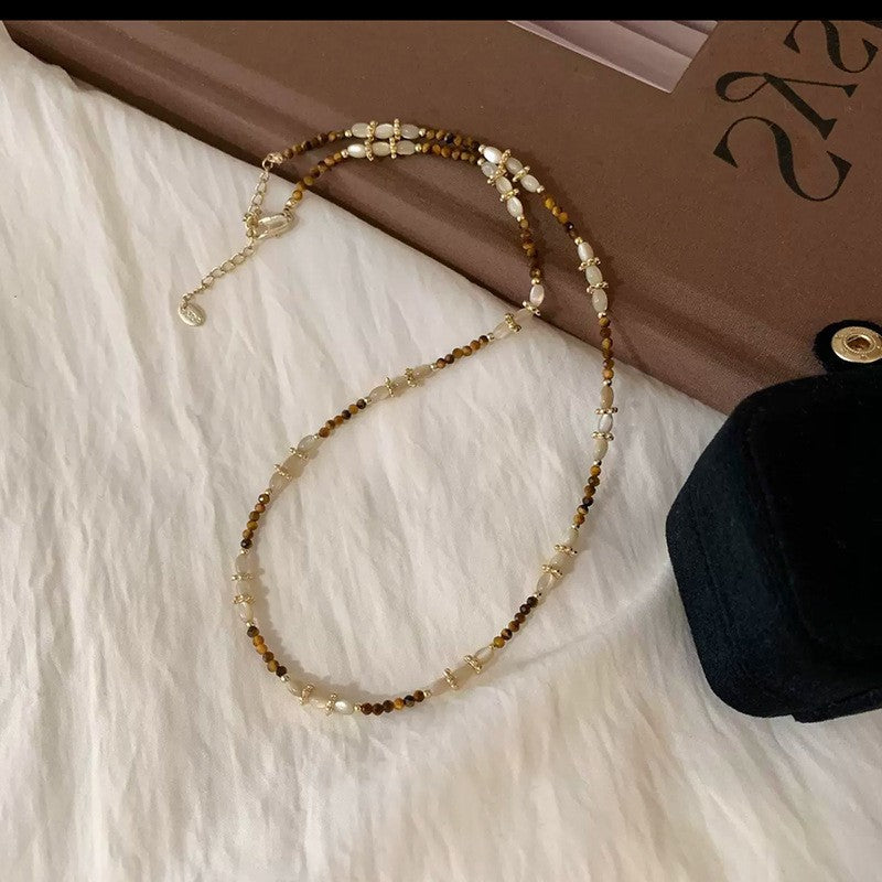 Wholesale Colorful Light Luxury Turquoise and Pearl Beaded Clavicle Necklace