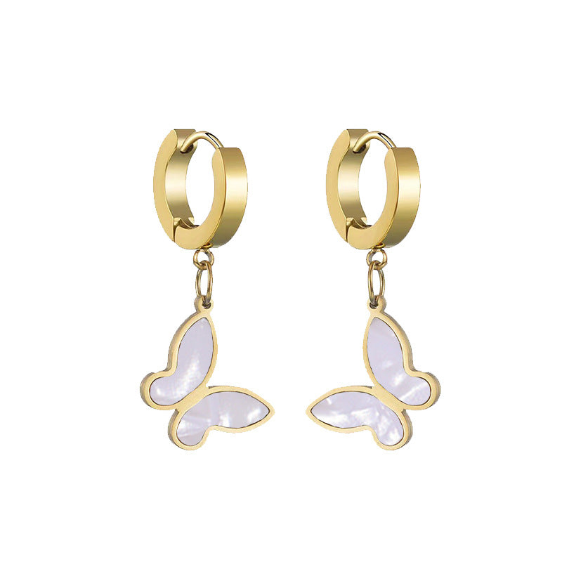 Wholesale Korean Chic Butterfly Earrings Titanium Steel Electroplated Jewelry Accessory Gift for Women
