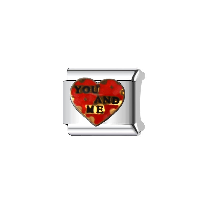 Wholesale Italian Charm Bracelet 9mm DIY Splicing Heart  Stainless Steel Composable Bracelet