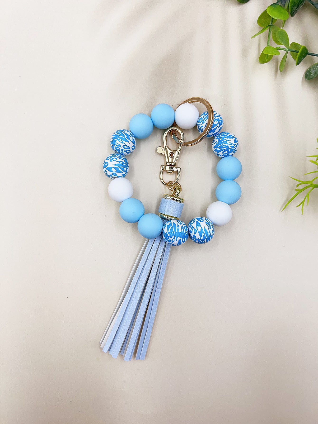 Wholesale Colorful Leopard Bead Bracelet Keychain ACC-KC-JiuYa015