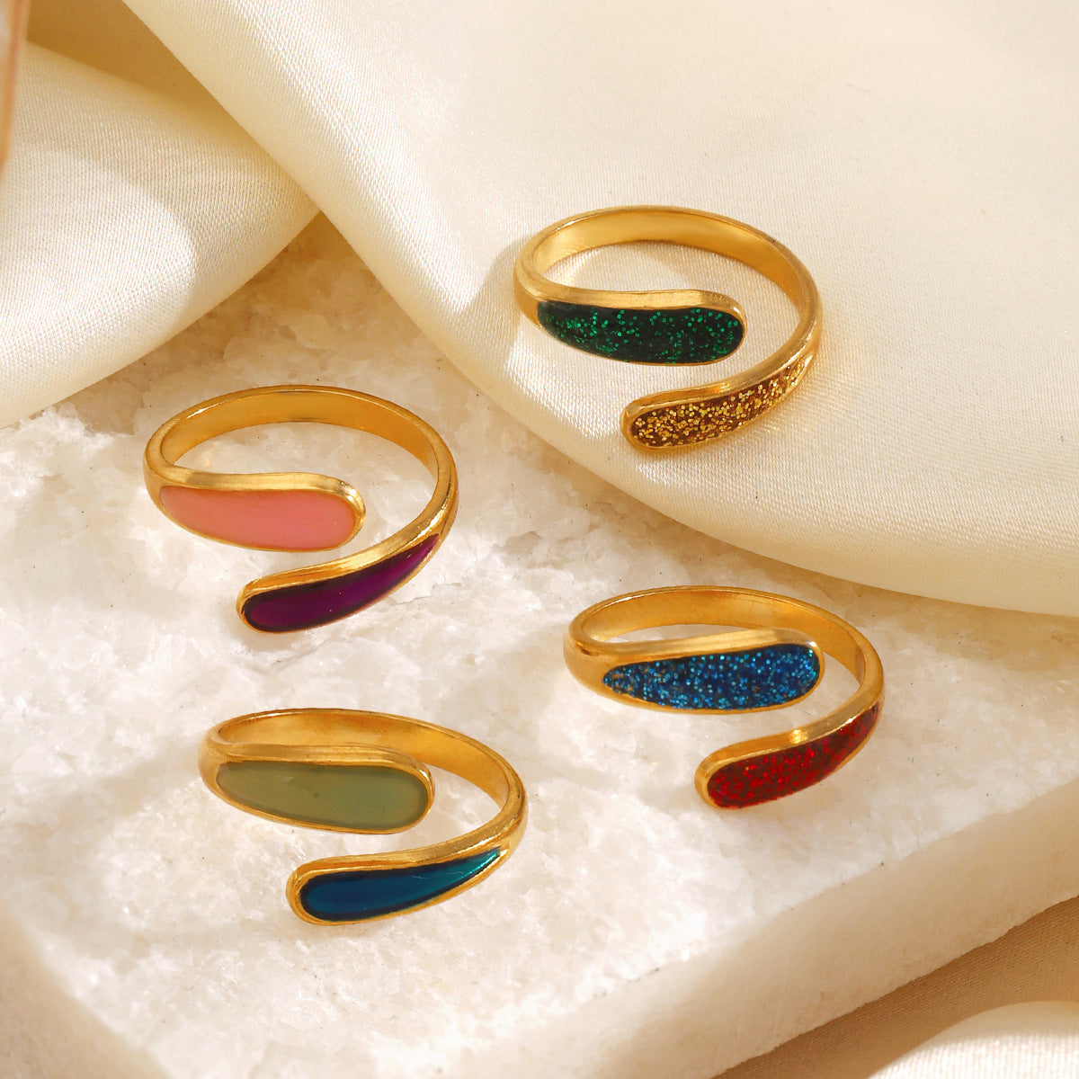 Wholesale Geometric Oil Drip Stainless Steel Ring Fashion Accessory for Everyday Wear or Gift